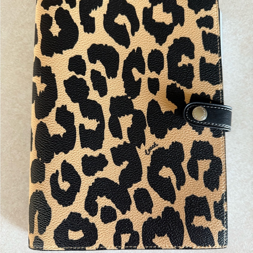 Coach Leopard Print Organizer with Button Closure